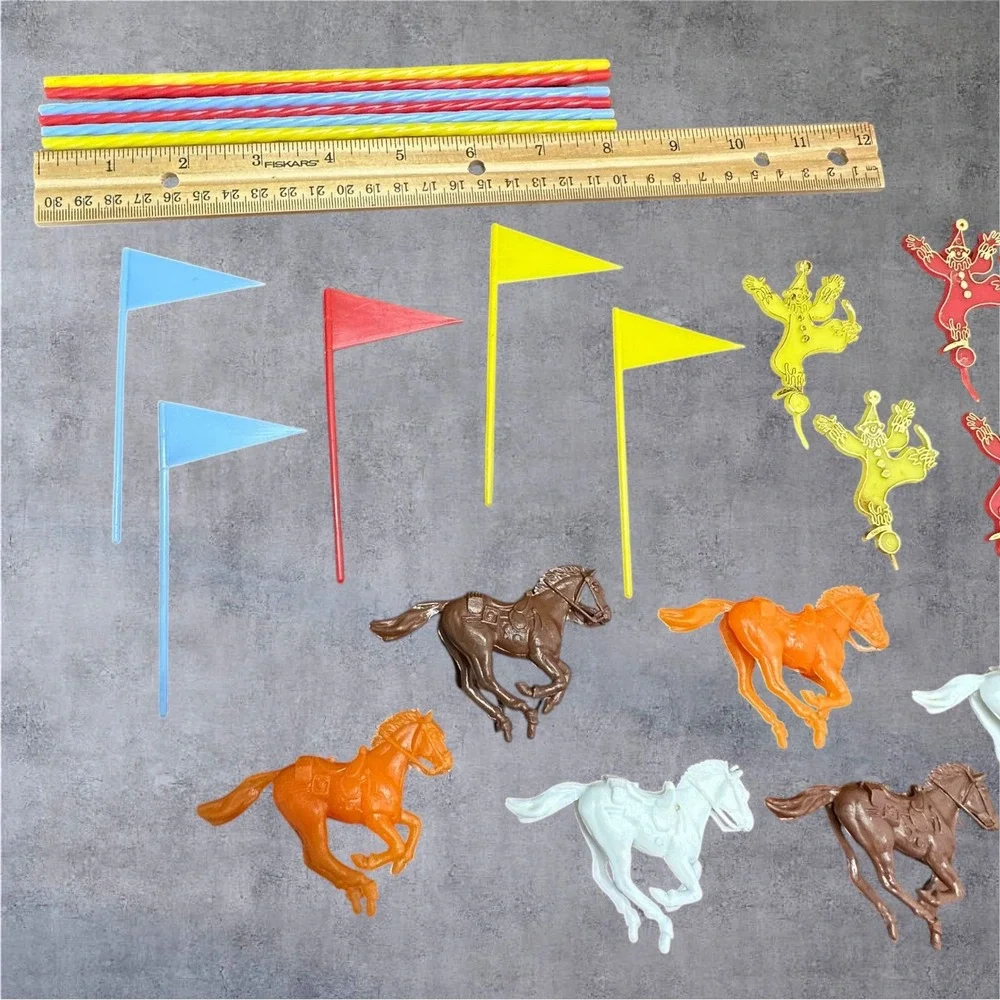 HTF Vintage MCM Retro Wilton 930 Carousel‎ Cake Topper Set Horses/Clowns Circus